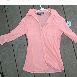 Neon pink button down